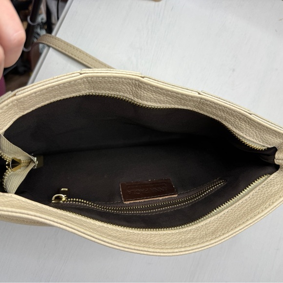 Anna Paola Leather Basketweave Zip Top Brit Shoulder Bag Made in Italy - Picture 12 of 16